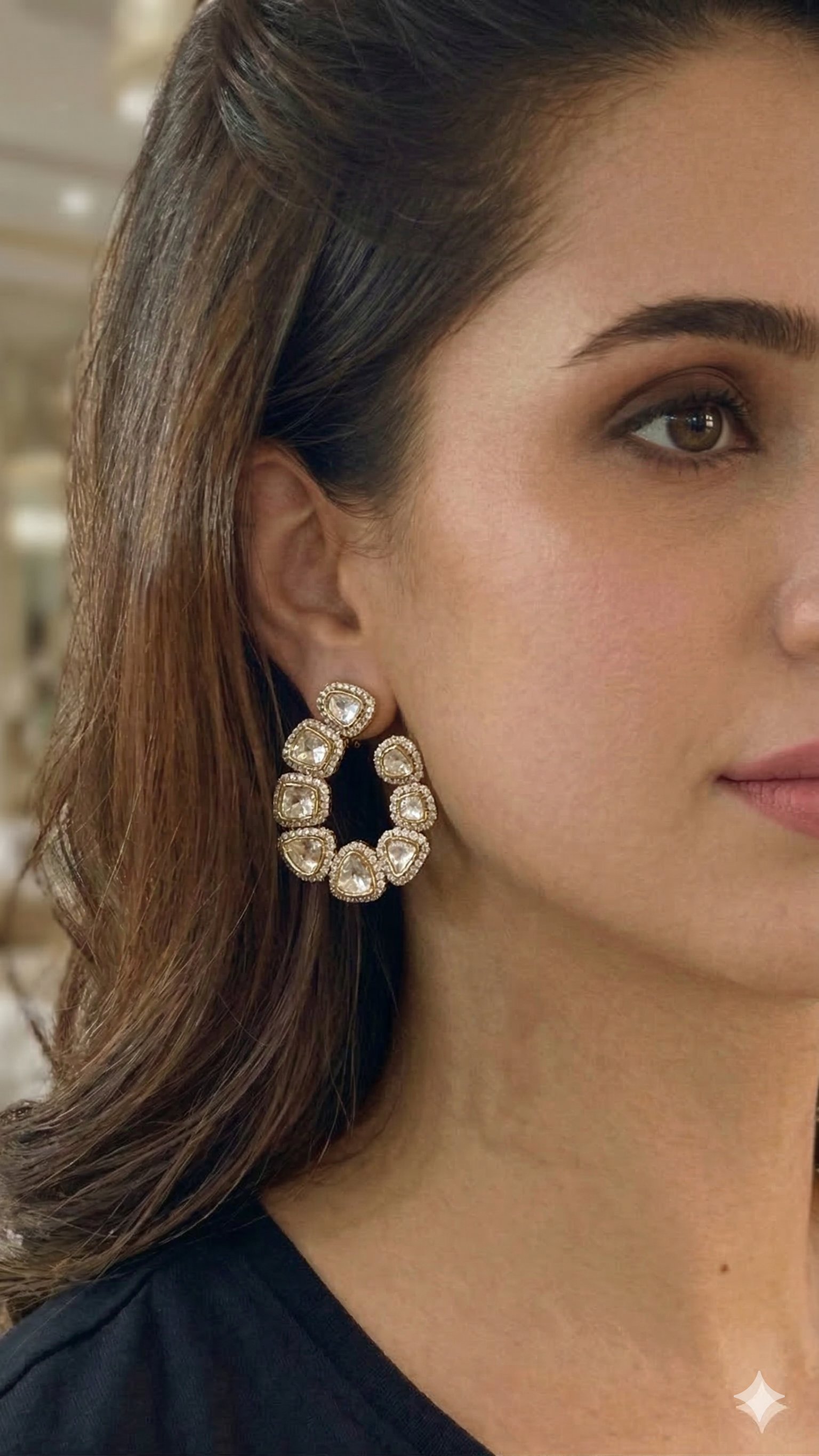 Aurelia Polki Halo Earrings