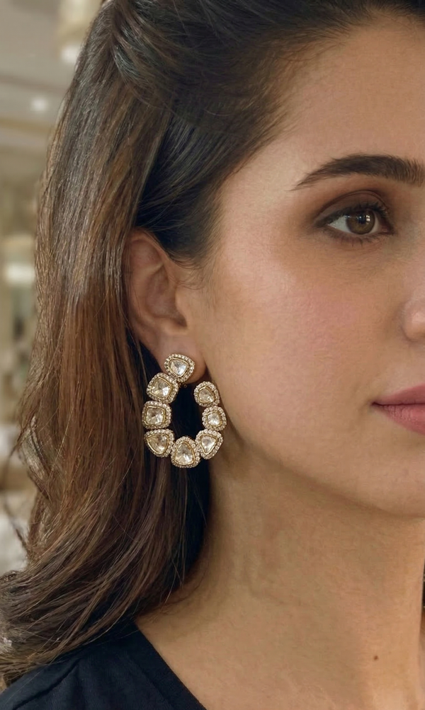 Aurelia Polki Halo Earrings